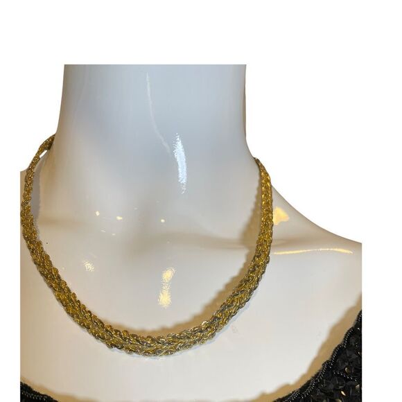 Chunky Gold Chain Braided Necklace 20 inches Vintage Mob Wife Gold Necklace - Picture 14 of 15